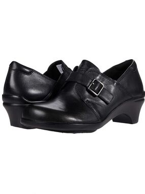 ARAVON Stridarc Monk Booties Slip On Black Leather Clogs Occupational Shoes 8.5